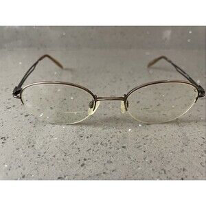 Esprit Eyeglasses FRAMES ONLY 9092 Brown Metal 48-20-135 Half Rim oval